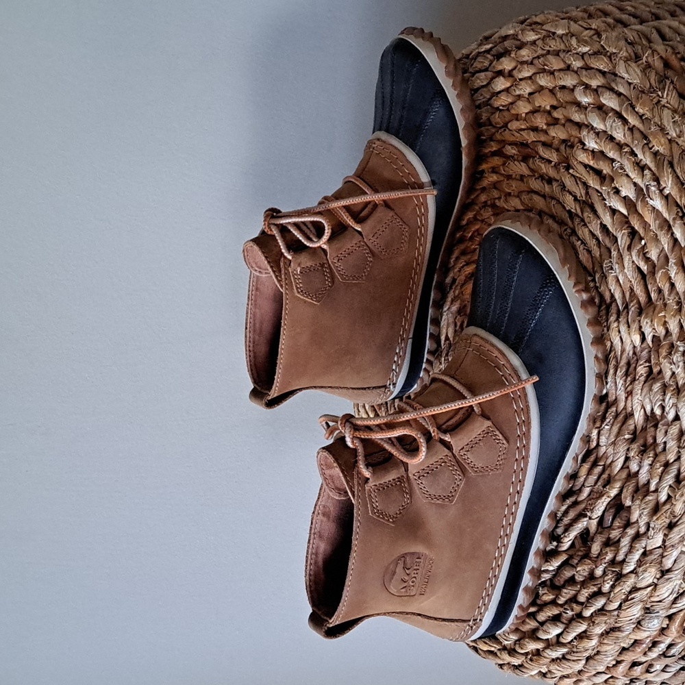 Sorel‎ Womens Out And About Brown Nubuck Suede Ankle Rain/Winter Duck Boots S-7